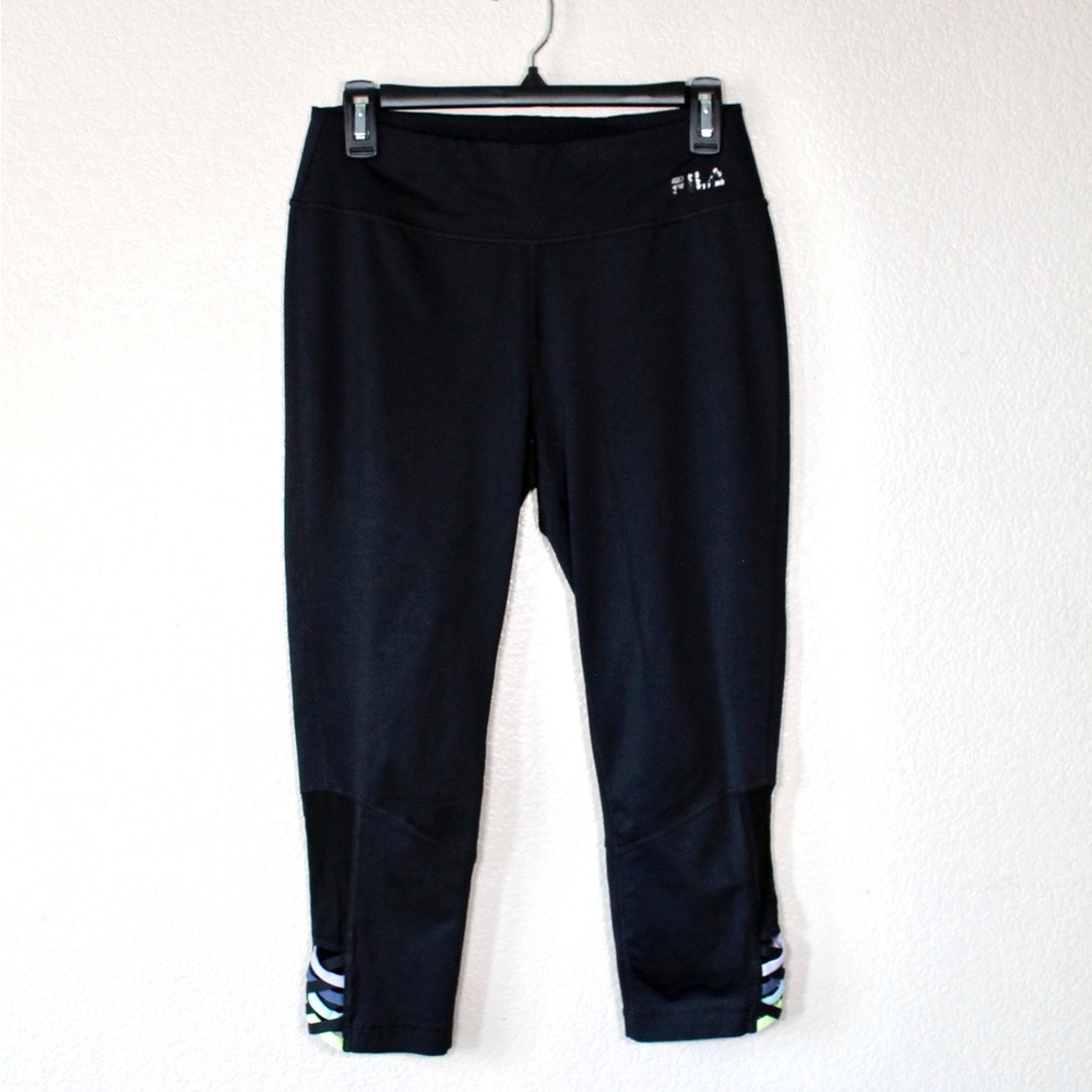Black Capri Leggings With Mesh
